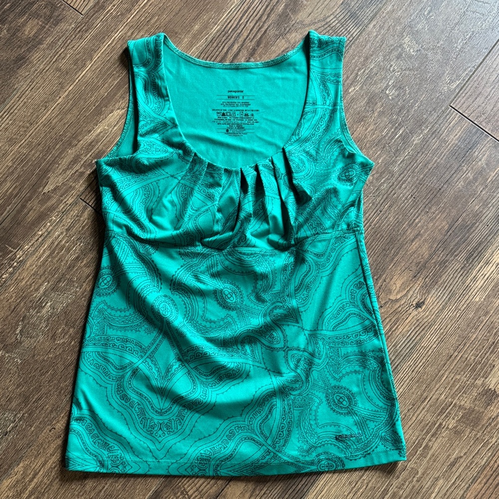 Patagonia Green Patterned Sleeveless Top, Size Small